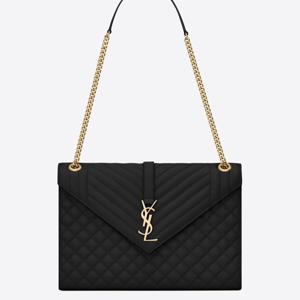 Used Once- Large YSL Envelope Bag in Black